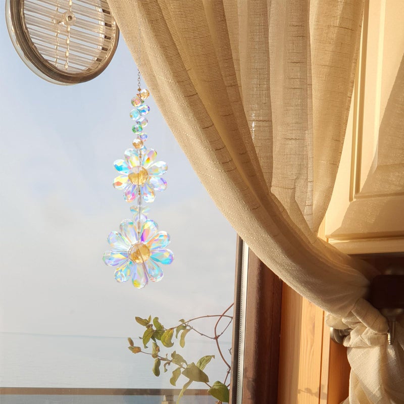 Pedobo كريستال زهرة Suncatcher معلقة زخرفة قوس قزح صانع نافذة الشمس الماسك داخلي خارجي فناء حديقة ديكور (كريستال AB) - Image 3